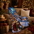 thumbnail image 3 of Enchanted Christmas Village Landscape Santa Claus Flying Over, Festive Holiday Scene, Warm Flannel Blanket for Living Room and Reading Nook, Art Lovers Christmas Gift, Festive Home Decor, 3 of 9