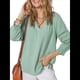 thumbnail image 3 of Blusas de 3/4 para Mujer, Blusas Plisadas Informales de Negocios con Cuello en V, Camisas Holgadas de Oficina Verde L, 3 of 7