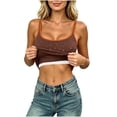 thumbnail image 4 of Women's Polka Dots Self Bra Tank Top Summer Seamless U-Neck Sleeveless Undershirt Trendy Casual Layering and Everyday Wear Tops Coffee, 4 of 8