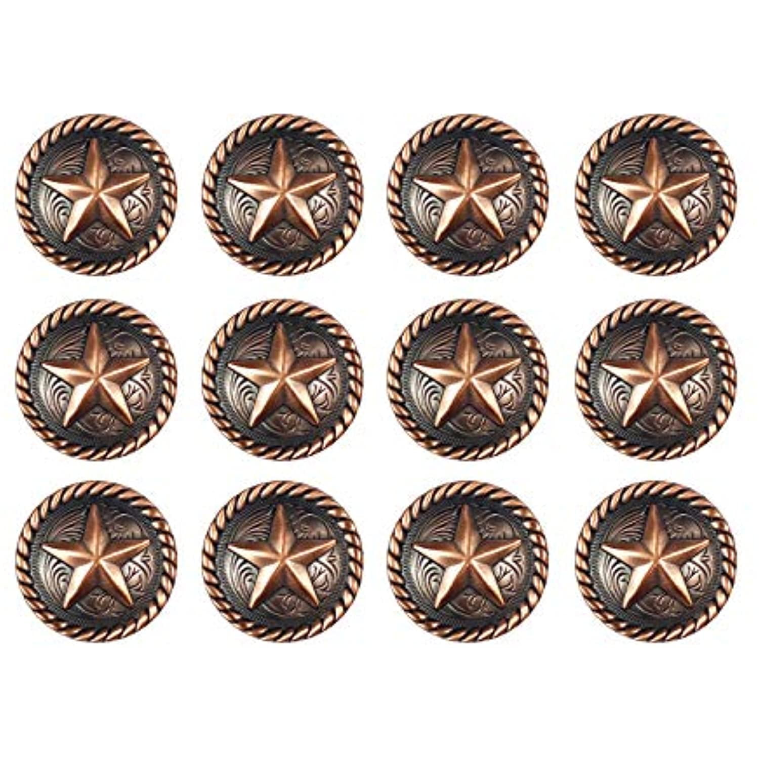 Copper Plated Smooth Star Conchos Assorted Sizes 5 Sizes to Choose 