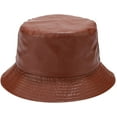 thumbnail image 3 of CoCopeaunts Leather Bucket Hat Casual Outdoor Cool Sunscreen Fisherman Hats Street Activities Hiking Fishing Folding Bucket Cap, 3 of 8