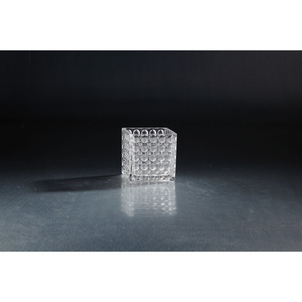 4" Clear Square Glass Candle Holder Tabletop