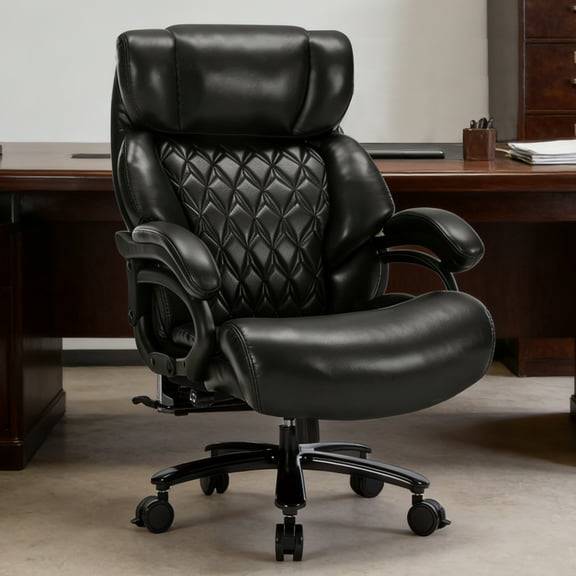 Qusaphy Big and Tall 800 lbs Heavy Duty Executive Office Chair, Ergonomic High Back PU Leather Computer Chair with Massage Footstool