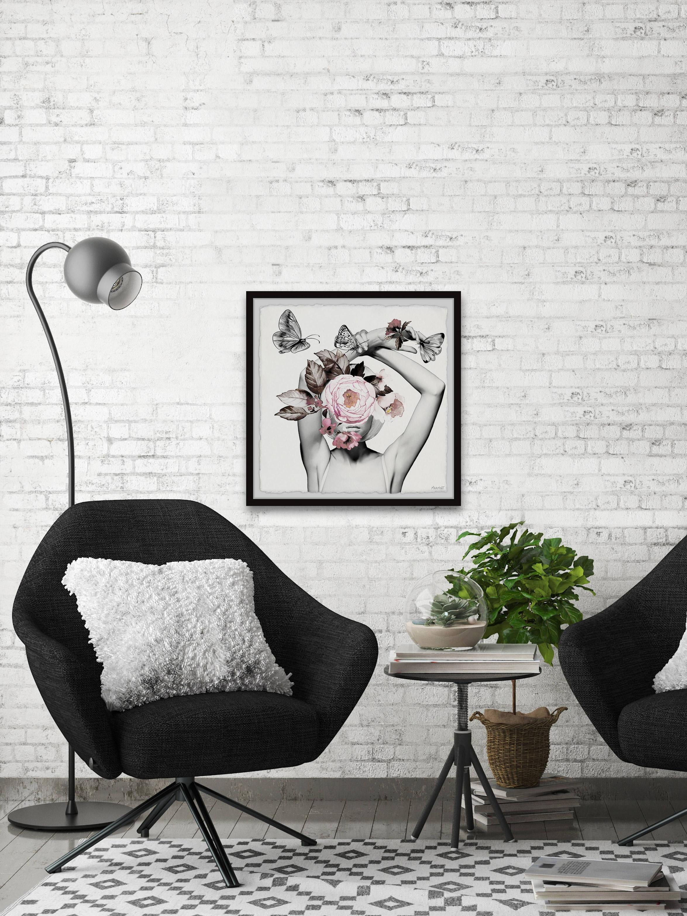 Bloom and Butterflies 32 in x 32 in Framed Painting Art Prints, by Marmont Hill