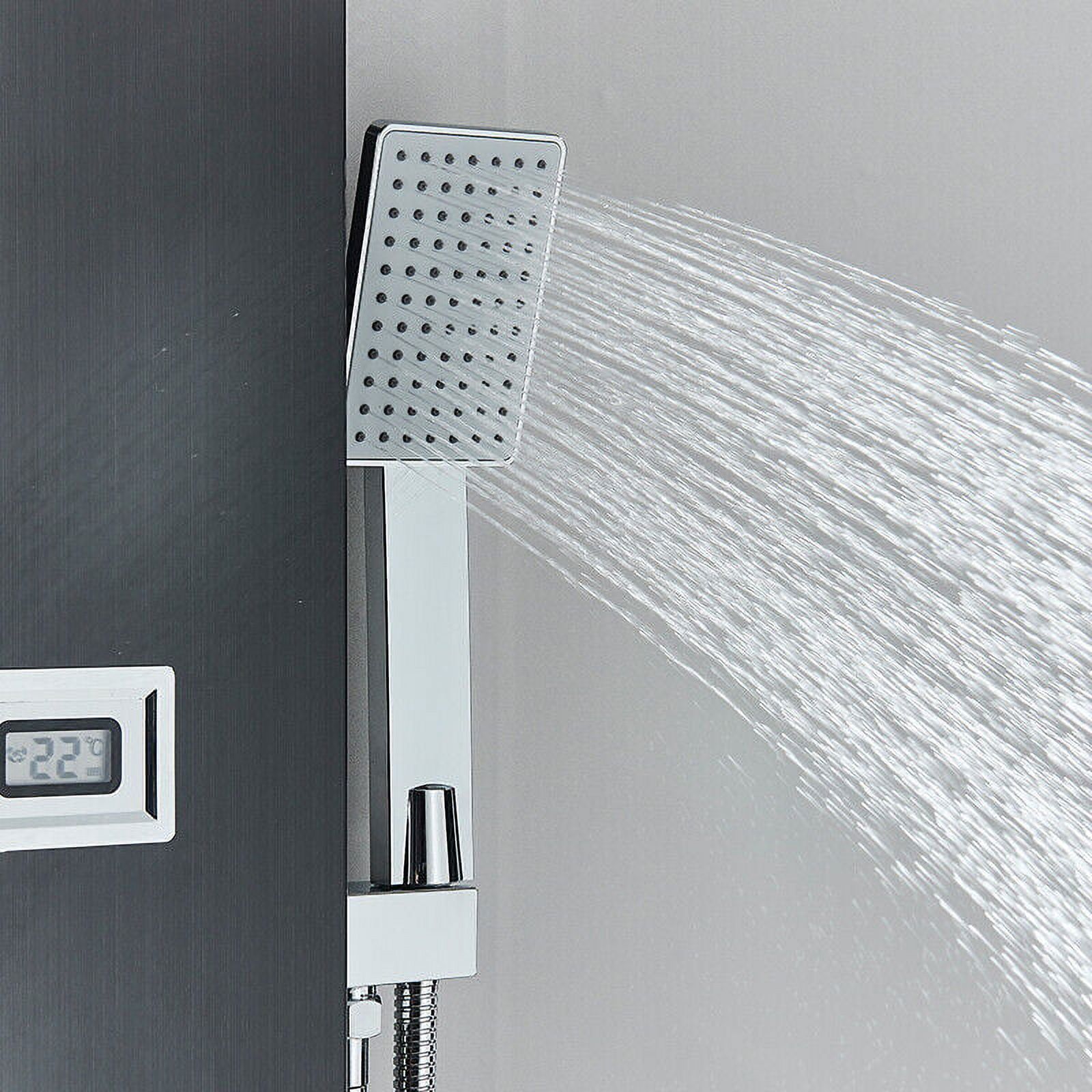 Zovajonia LED Shower Panel Tower System, Multi-Functions Shower Tower, Waterfall Showerhead, Shower Jets, Stainless Steel Rain Shower System Oil Rubbed Bronze