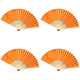 thumbnail image 1 of Abanico Mano Plegable Bolsillo Papel Bambú DIY para Fiesta Bodas() Naranja, 1 of 5