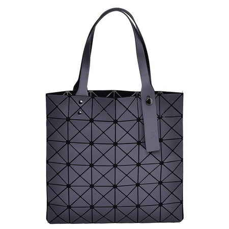 Grey Women Tote Bag Purse Handbag – PU Leather Shoulder Bag with Adjustable Handle And Large Storage - Geometric Diamond Lattice Ladies Purse by Draizee (Best Way To Store Leather Purses)