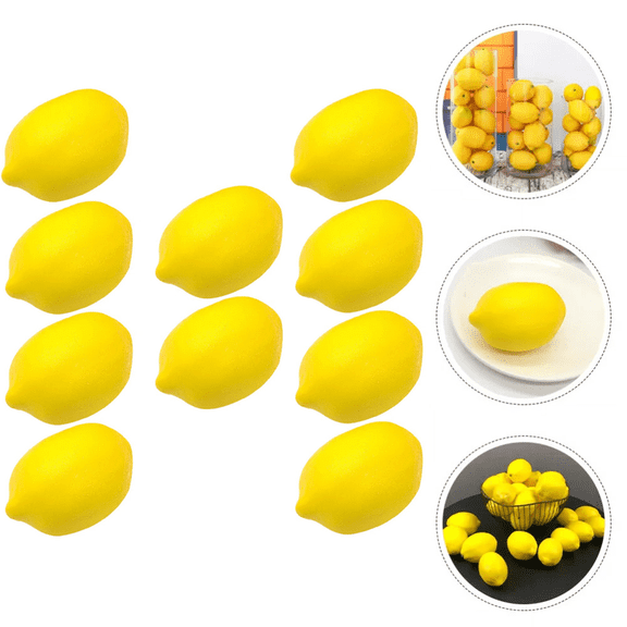 Fakrich 10 Pcs Fake Artificial Lemons, Faux Yellow Lemons Fake Lemons for Fake Fruit Bowl Lemonade Party Summer Decor Photo Props