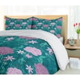 thumbnail image 5 of Ambesonne Peony Duvet Cover Sets, Rose Family Pointy Petals, 2-King, Teal and Pale Mauve, 5 of 7