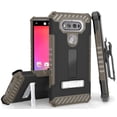 thumbnail image 1 of BROWN TRI-SHIELD RUGGED CASE COVER with MAGNETIC KICKSTAND + BELT CLIP HOLSTER + LANYARD STRAP FOR LG V20 PHONE (VS995, LS997, H918, US996, 6505A, H990, F800), 1 of 6