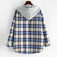 thumbnail image 3 of LEAVINGSUO Hooded Sweaters for Women,Women's Casual Long Sleeve Plaid Buttoned Curved Hem Hooded Warm Coat Jacket, 3 of 6