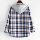 thumbnail image 3 of ICHUANYI Clearance Women's Casual Long Sleeve Plaid Buttoned Curved Hem Hooded Warm Coat Jacket(Blue, XL) ICHUANYI WER2023081402634, 3 of 6