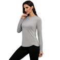 thumbnail image 6 of PINSPARK SPF Shirts for Women Long Sleeve Lightweight Hiking Top with Thumbholes Quick Dry Vocation Travel Shirt Light Gray XL, 6 of 7