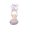 thumbnail image 6 of BLISSFUL STEP Women's Shoes Lace-Up Kitten Heel Open Toe Slingback Sandals Light Purple 6, 6 of 7