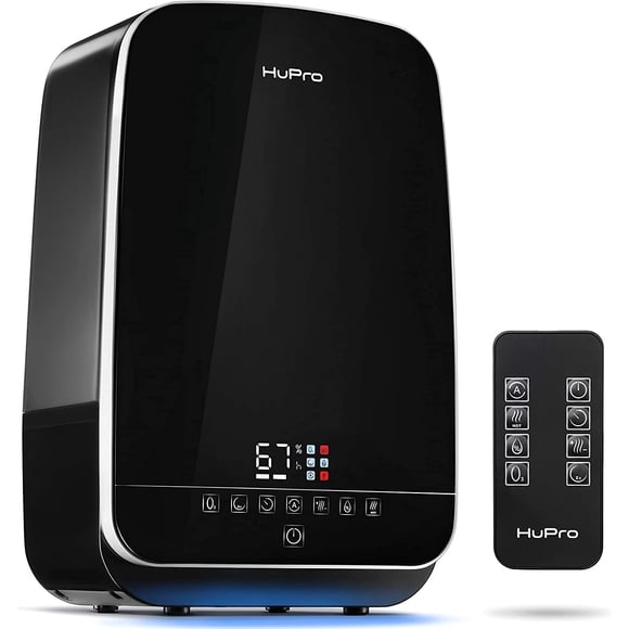 HuPro Humidificador de Niebla Tibia y Fría de 5.5 L para Dormitorio – Llenado Superior Ultrasónico, Silencioso ≥30 dB, Control Remoto, 24–40 H FUNCIONAMIENTO