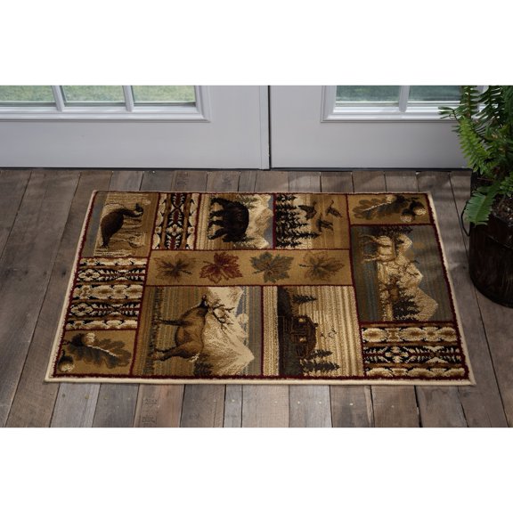 Alise Rugs Natural Lodge Novelty Graphic Indoor Area Rug 2' x 3' Polypropylene 2' x 3' Indoor Entryway, Kitchen, Bathroom Rectangle