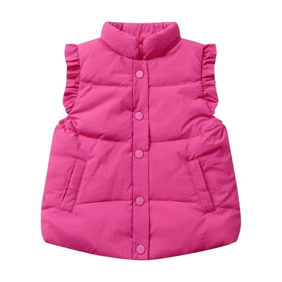 Girls Puffer Vest Kids Winter Vest Lightweight Water-Resistant Button Down Windproof Down Jacket Sleeveless Winter Clothes 6-7 Years