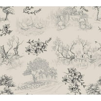 Beige Toile de Jouy Peel and Stick Wallpaper 10'L x 24''W