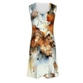 thumbnail image 5 of Viikei Elegant Short Sleeve Dress for Women,Women's Casual Versatile Printed V Neck Casual Sleeveless Suspender Dress Brown S, 5 of 5