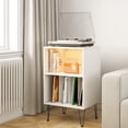 thumbnail image 3 of Hommpa LED Nightstand with Open Shelf , Bedside Table with Metal Hairpin Legs for Bedroom White, 3 of 11
