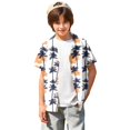 thumbnail image 3 of Abcomgle Hawaii Shirts for Boys Button Down Short Sleeve Funny Hawaiian Shirt Summer Palm Tree Print Holiday Spring Shirts for Boys,Dark Blue,9-10Years, 3 of 5