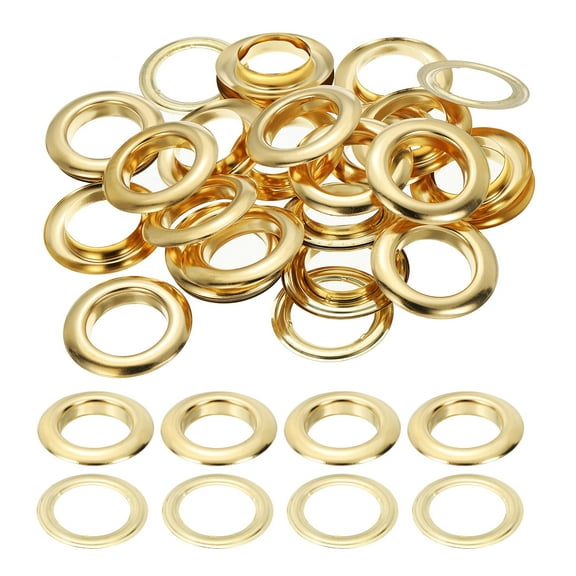 Uxcell 25mm/1" Metal Eyelets, Eyelets and Grommets Kit for DIY Project, Gold 20 Pcs