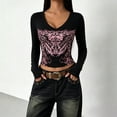 thumbnail image 2 of Womens Vintage Graphic Y2K Tops Short Sleeve Slim Fit T-shirt 2000s Trendy Emo Shirts Streetwear Grunge Clothes Summer Going Out Tops, 2 of 4