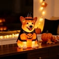thumbnail image 4 of Clearance! Halloween Light Up Pumpkin Corgi with Witch Hat, Waterproof Glowing Blow Mold Pumpkin Puppy Figurine for Desk Yard Decor, Halloween Decor, 4 of 8