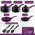 thumbnail image 4 of Chef's Star Aluminum Nonstick Cookware Pots and Pans Set, 11 piece (Purple), 4 of 7