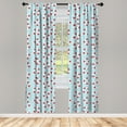 thumbnail image 3 of Ambesonne Aqua Blue Curtains, Stripes Circle Nautical, Pair of 28"x63", Pale Blue White Red, 3 of 5