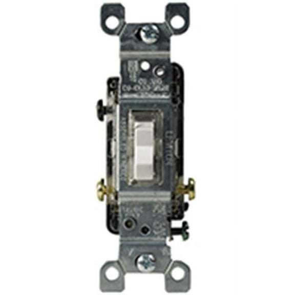 Eaton C1301-7LTW-L 15-Amp, 120-Volt Side and Push Wire Single-Pole Toggle Lighted Switch, White