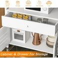 thumbnail image 5 of Storage Cabinet with 4 Open Shelves, 1 Drawer Cabinet, White Modern Bathroom Display Standing Shelf, White Wooden And Metal Frame Storage Shelf For Living Room, Bedroom, Home Office Organizer, 5 of 9