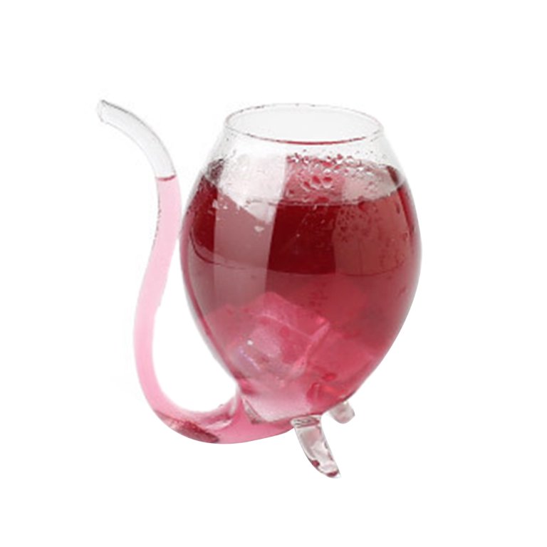 300ml red wine glass Transparent Cup Cup with built-in drinking straw straw  water Cup for