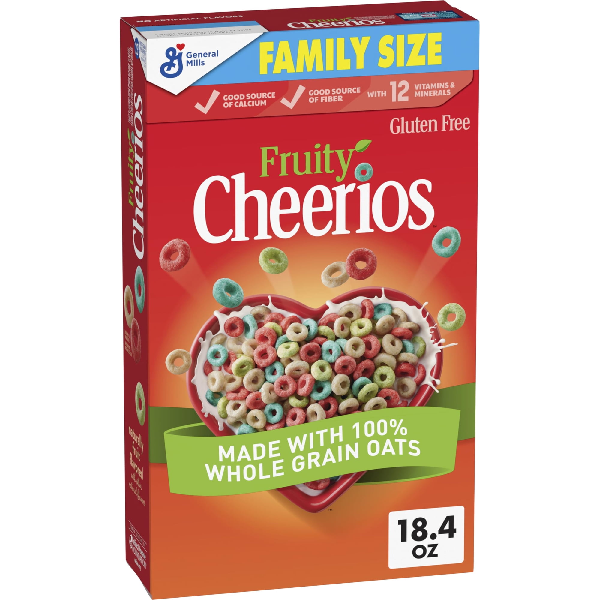 Fruity Cheerios Cereal, Heart STF9 Healthy Cereal, Made With 100% Whole Grain Oats, Family Size, 18.4 oz