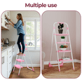 thumbnail image 6 of Dovov 4 Step Folding Ladder, Portable Folding Step Stool with Extra Wide Anti-Slip Pedal and Handgrip, Lightweight Sturdy Steel Ladder for Home Kitchen Office Outdoor, Pink, 6 of 8