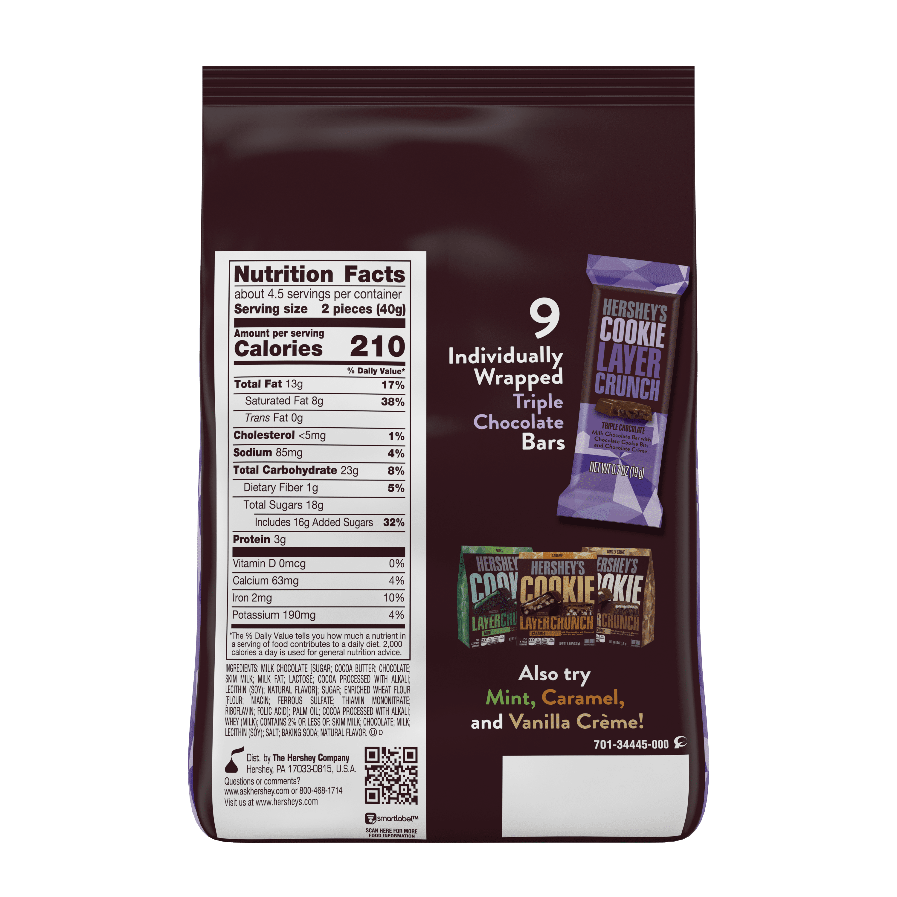 Hershey S Cookie Layer Crunch Triple Chocolate Candy 6 3 Oz Walmart Com Walmart Com