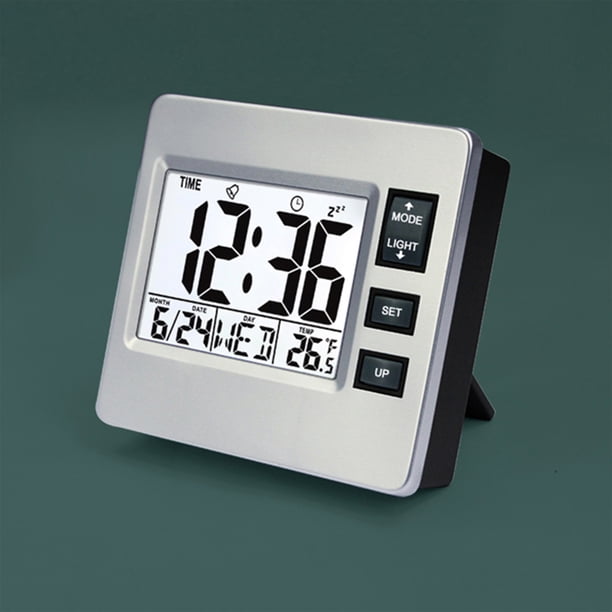 Reloj despertador digital con pantalla LCD, pantalla de temperatura, alarma con repetición, recordatorio de gestión electrónica, reloj electrónico