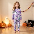 thumbnail image 5 of CAICJ98 Halloween Pajamas for Girls Pumpkin Ghost Pajamas for Toddler Boys Long Sleeve Sleepwear Tops Pants Pjs Set Kids 2 Piece Soft Cotton Sleepwear (7-8 Years,Purple), 5 of 9