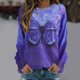 thumbnail image 2 of Camiseta suelta estampada a la moda para mujer, blusa de manga larga, cuello redondo, camisetas informales Pompotops  FGAJ7769, 2 of 5