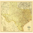 thumbnail image 2 of Thompson 12x12 Black Ornate Wood Framed with Double Matting Museum Art Print Titled - Railroad and County Map of Texas - 1908, 2 of 4