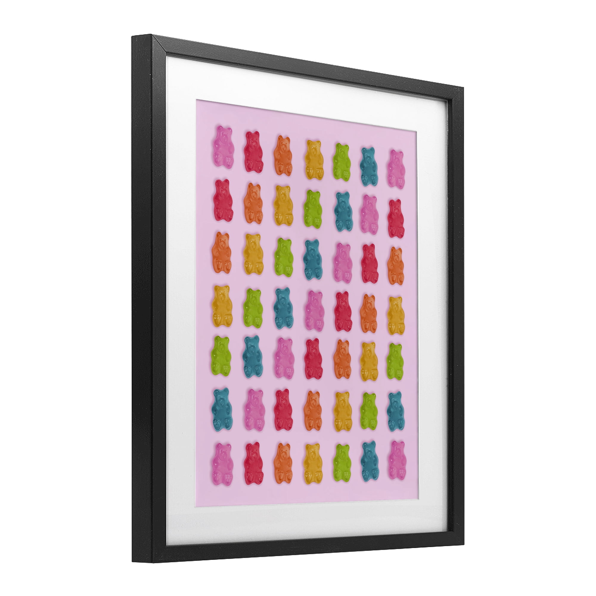 Stupell Industries Soft Rainbow Bears on Pink Black Framed Print Under Glass, design by LISH Creative