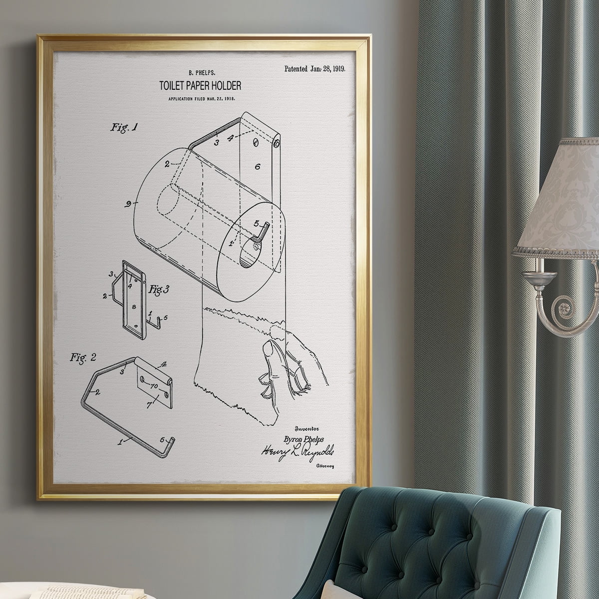 Toilet Paper Patent II Premium Classic Framed Print - Ready to Hang