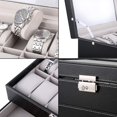 thumbnail image 3 of 1 pieza (Negro) Caja de 12 relojes Caja de almacenamiento de exhibición de doble capa Caja de reloj Organizador de colección de joyas Caja de reloj transparente de cuero PU caja de joyería embalaje de almacenamiento de joyería ER, 3 of 5