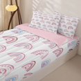 thumbnail image 2 of Manfei Cartoon Rainbow Zipper Twin Comforter Sets with Fitted Sheet and 2 Pillowcases, Cute Love Heart Zipper Bedding Set, White Purple, Pink Reversible, 4 Pieces, 2 of 7