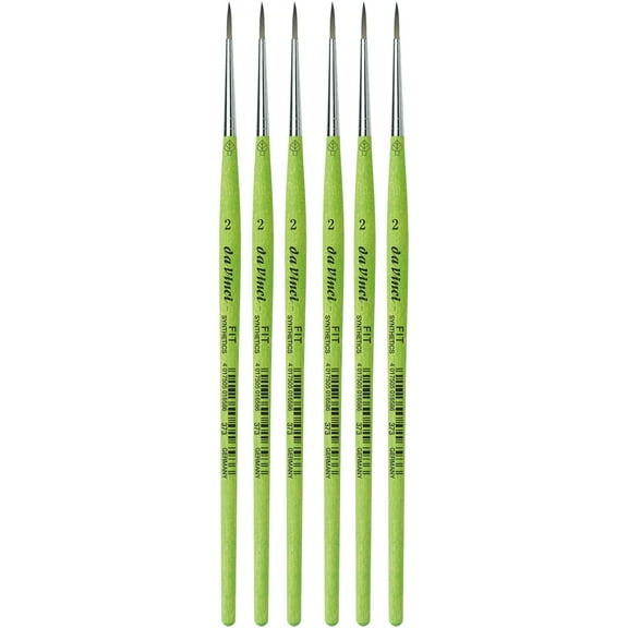 da Vinci FIT Synthetics Student Brush, Synthetic, Acrylic & Tempera, Round, Series 373, Size 2, Pack of 6