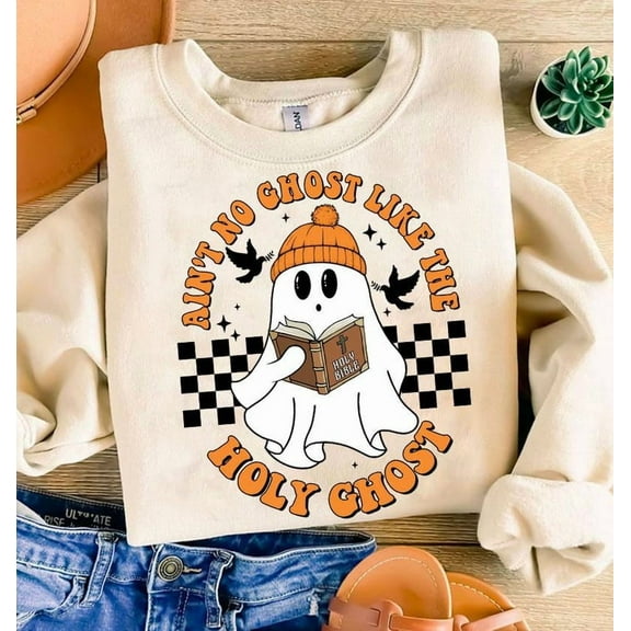 Funny Christian Halloween Sweater, Cute Ghost Religious Holiday Pullover, Holy Ghost Halloween Christian Sweatshirt