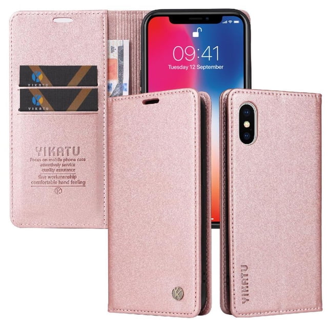 Funda para iPhone XS MAX Estuche de Cuero PU Tipo Cartera con Ranuras para Tarjetas y Cierre Magnético
