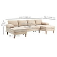 thumbnail image 3 of HOMCOM U Shape Sofa with Double Chaise Lounge for Living Room, Beige, 3 of 10