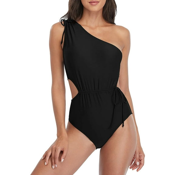 Women's One Shoulder Monokini Swimwear Cut-Out String One-Piece Swimsuit