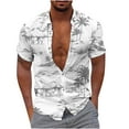 thumbnail image 2 of Tdoqot Mens Shirts Short Sleeve Button Down- Printed Turndown Collar Loose Fit Casual Summer Hawaii Shirts White Size XL, 2 of 5